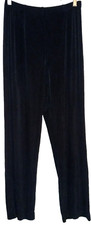 CHICO'S TRAVELERS Medium/1S Black Acetate Elastic Waist Straight Leg Knit Pants