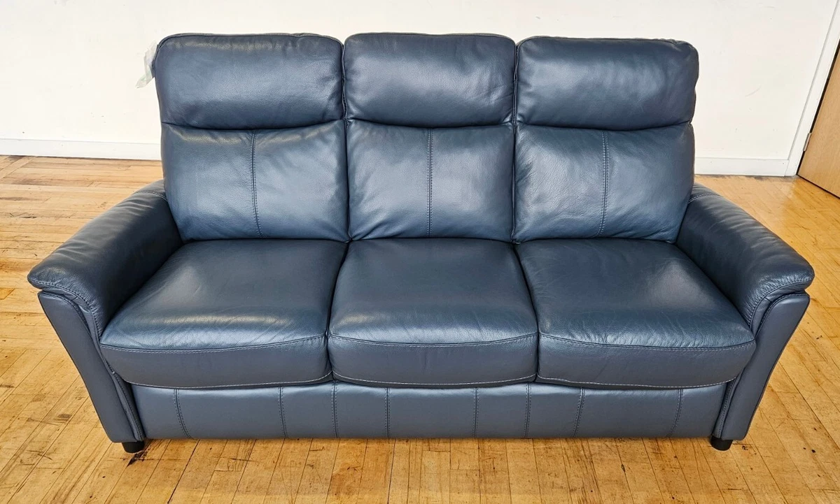 Compact 3 seater leather cheap sofa