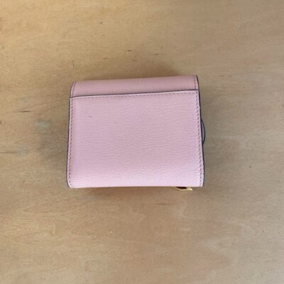 Christian Dior Saddle Mini Tri-Fold Wallet Pink Preowned Serial