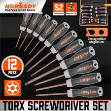 12 PC Torx Screwdriver Set Magnetic T6 - T40 Security Tamper Proof Star S2 Steel