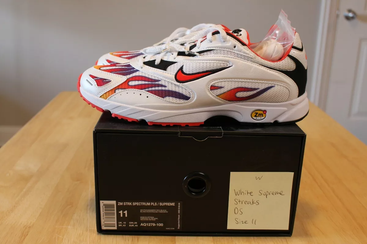 Nike Zoom Streak Spectrum Plus Supreme White/Habanero Red AQ1279-100 Size 11 NEW |