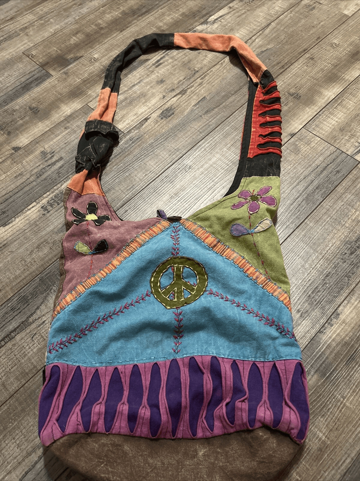 Boho Shoulder Purse Patchwork Distressed Crossbod… - image 3