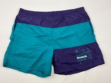 VINTAGE Reebok Trunks Size Extra Large XL Blue Pockets Adult Bathing Suit 90s