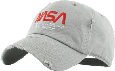 NASA Distressed Adjustable Gray Cap Dad Hat by KB Ethos 