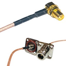 RG316 RP-SMA FEMALE ANGLE to N Female Flange O-Ring RF Cable Rapid-SHIP LOT