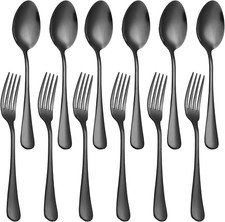 Set of 12, Stainless Steel Dinner Forks and Spoons Silverware Set, Heavy-Duty...