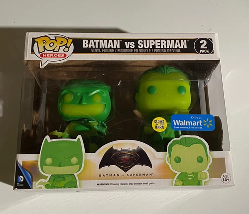 Funko POP DC Comics BATMAN Vs SUPERMAN Walmart Exclusive Glow in the Dark 2-pak