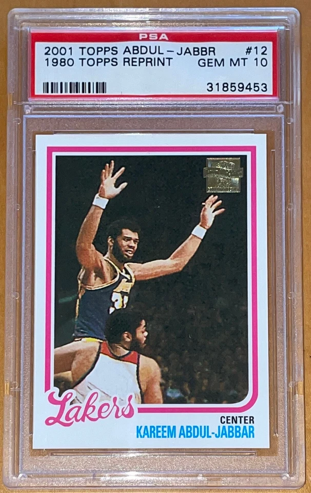 Pop 1 of 3!💎2001 TOPPS KAREEM ABDUL-JABBAR 1980 REPRINT #12 PSA 10 Gold Foil🔥 - Image 2 of 4