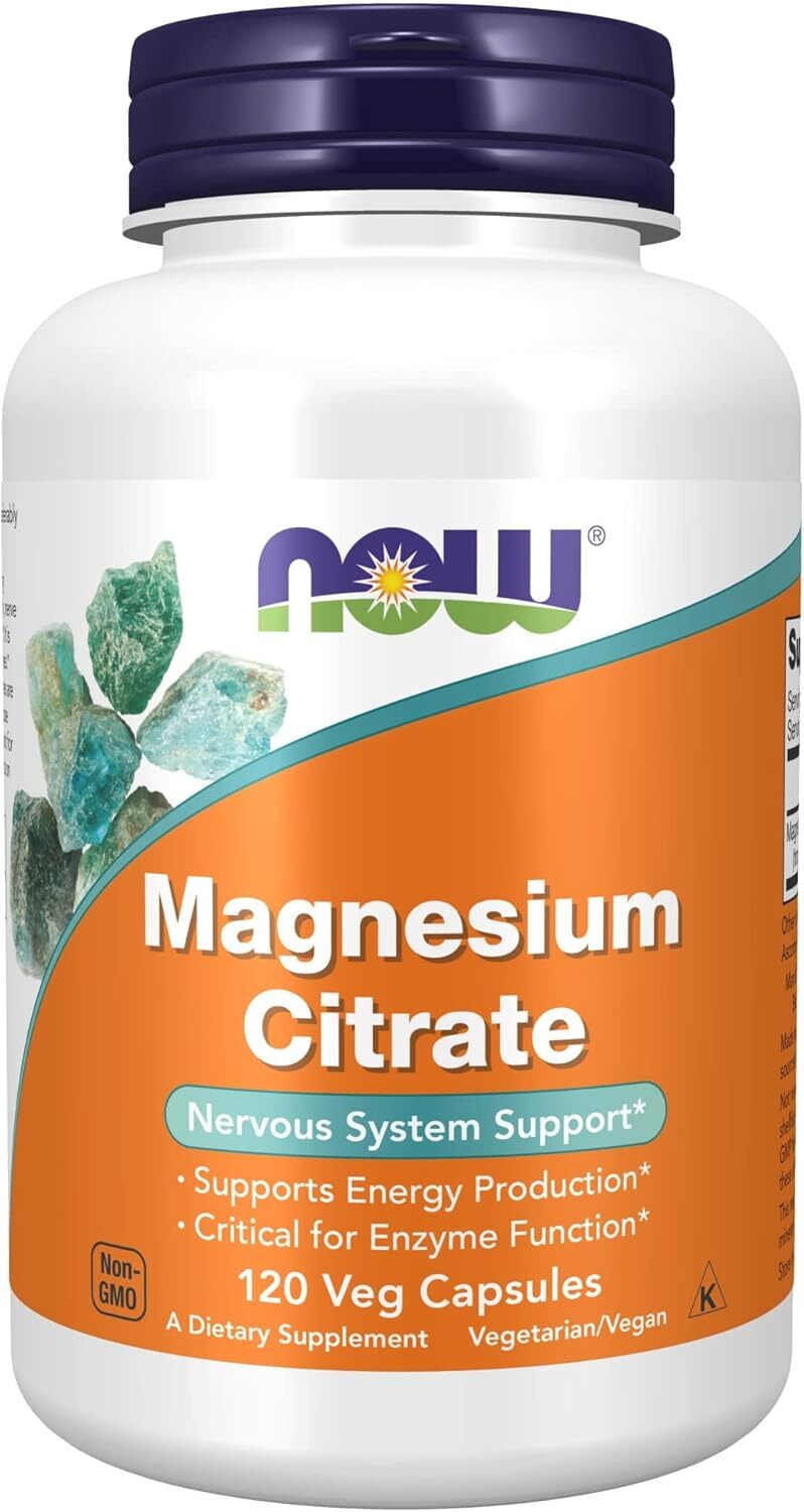 NOW Supplements, Magnesium Citrate, Enzyme Function*, 120 Count (Pack of 1)