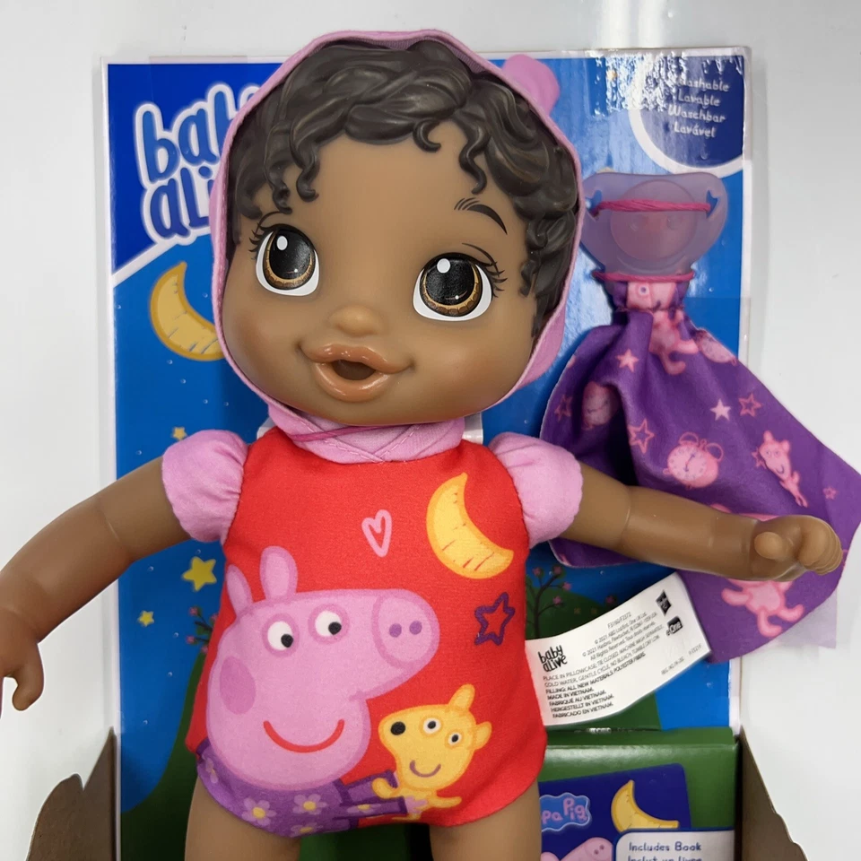 Baby Alive Goodnight Peppa Doll, Peppa Pig Toy, Black Hair, With Book, Paci - Image 2 of 4