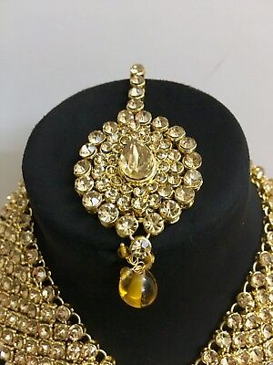 Collier & Bijou De Mariage Indien Bollywood - Doré Plaqué / Cristaux - Neuf Sans Boîte