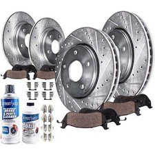 Rotores de freno perforados delanteros y traseros + pastillas de freno de cerámica para VW Jetta Golf Beetle