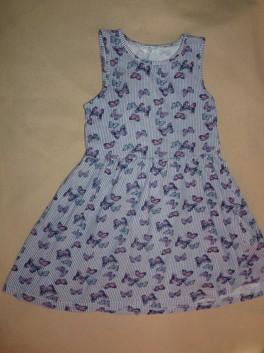 Robe d'été bleue imprimée papillons 100% coton Primark fille 7-8