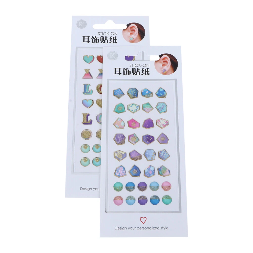 4Sets Earring Stickers Ear Stud Sticker Kids Stick On Earrings