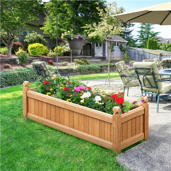 Wooden Raised Garden Bed Rectangular Planter Box for Yard