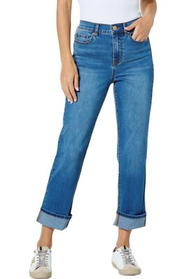 DG2 by Diane Gilman Classic Stretch Cuff Girlfriend Jean Midtone