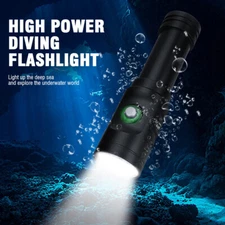 80m Underwater LED Dive Light Scuba Diving Flashlight Waterproof Torch Lamp US