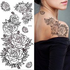 Supperb Temporary Tattoos - Hand Drawn Black  White Roses