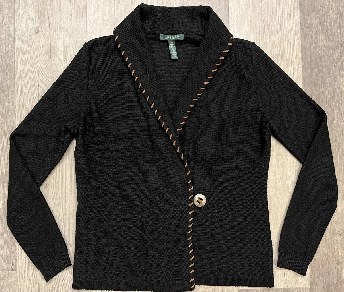 women's black shawl collar cardigan