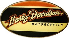 VTG Harley Davidson Belt Buckle 2007 Reissue Black Orange Ivory Stripes Damaged