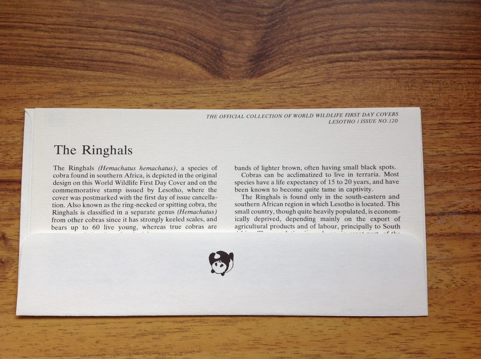 1979  WWF Cobra First Day Cover , Lesotho pmk with insert. Free UK P&P - Image 2 of 3