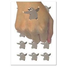 Sleepy Sloth Clinging Hug Temporary Tattoo Water Resistant Fake Body Art Set