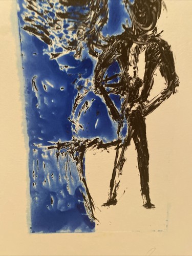 STEVE POMEROY 1986 ABSTRACT MODERNIST FIGURE WITH PORTRAIT STUDY COLORED ETCHING - Afbeelding 7 van 14