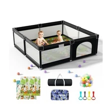 LUTIKIANG Extra Large 79" x 71" Baby Playpen with Mat, Baby Gate Play Yard, P...