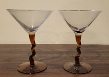 2 Knob Creek Bourbon Martini Cocktail Glasses Twisted Stem 
