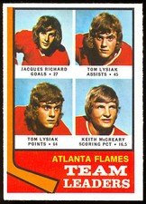 1974-75 OPC O PEE CHEE HOCKEY #14 JACQUES RICHARD TOM LYSIAK NM FLAMES LEADERS