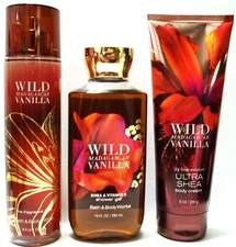 Bath Body Works WILD MADAGASCAR VANILLA Trio, Mist, Cream, Shower Gel, NEW x 3