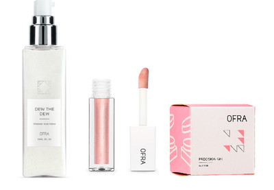OFRA Bundle - Dew the Dew Shimmer Body Lotion Myth Lipgloss & Brow Gel UVP 70£
