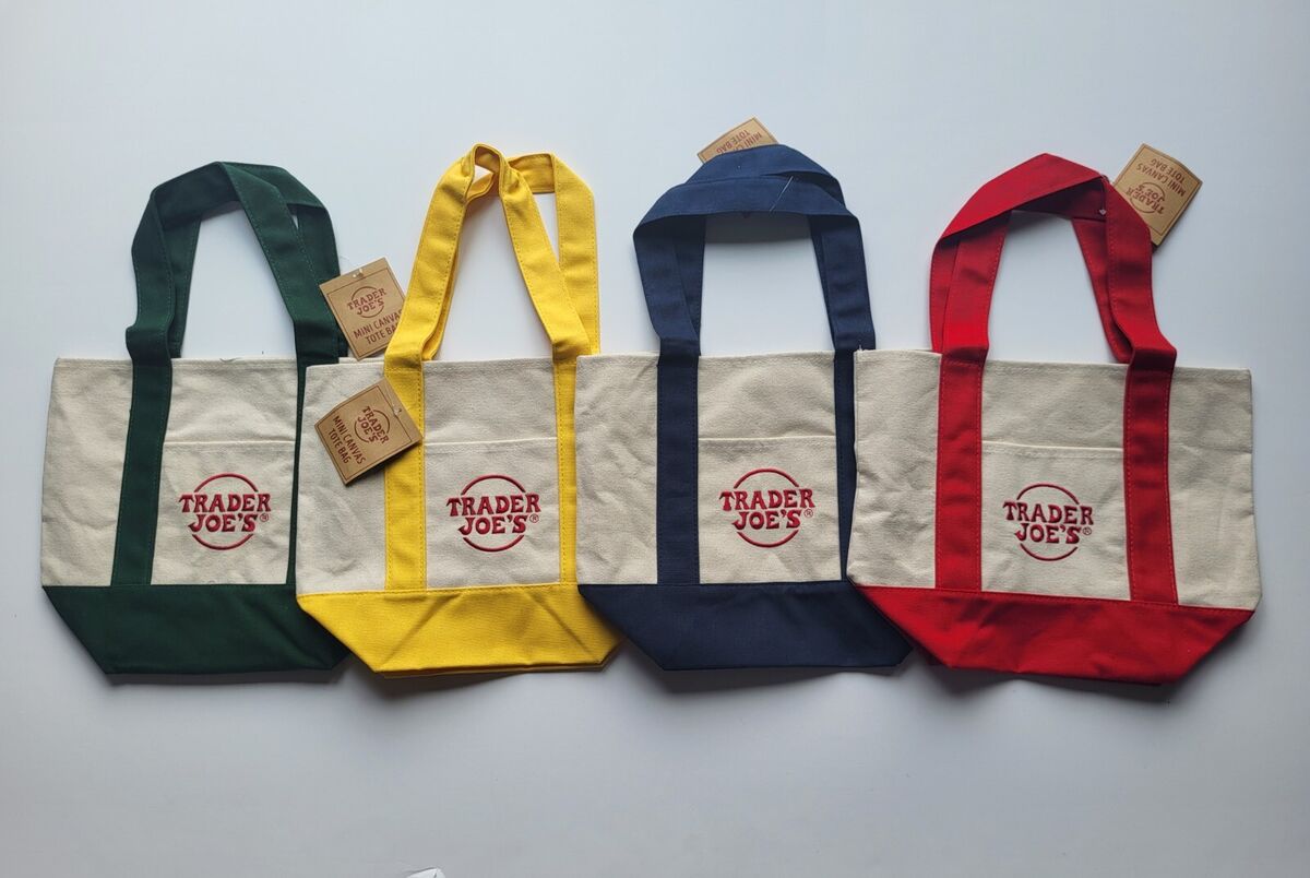 新作TRADER JOE'S MINI CANVAS TOTE BAG Trader Joe's NEW Mini Canvas Reusable Tote Bags All 4 COLORS