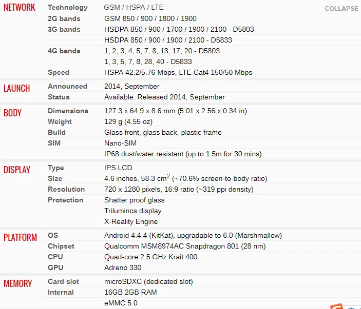 Original Sony Xperia Z3 Compact D5803 Wifi Unlocked Smart Phone 3G/4G LTE - Image 4 of 4