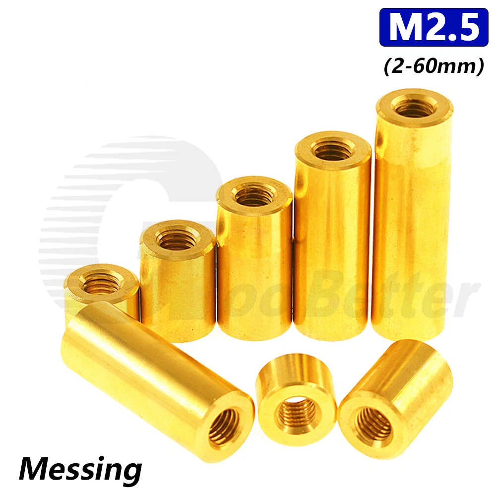M2.5 x 2-60mm brass nuts threaded hoof full thread partial thread spacer