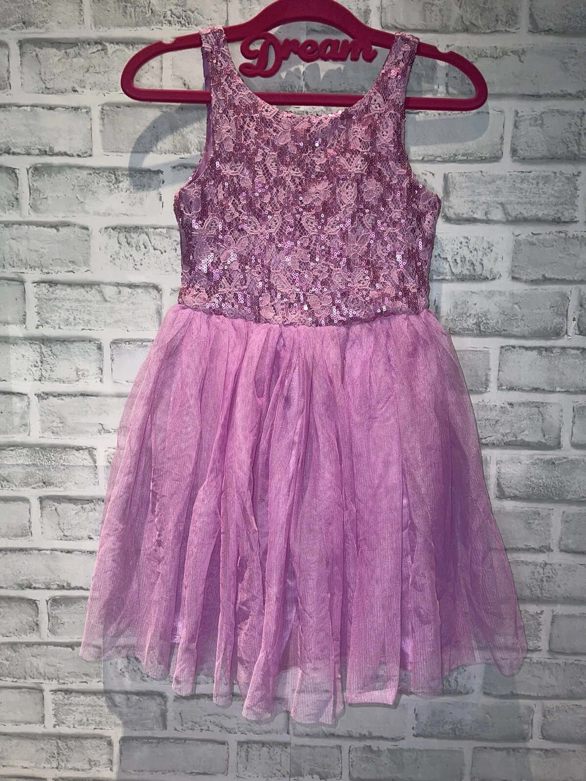 NWT RUUM AMERICAN KID'S WEAR LACE TULE DRESS PURPLE GIRLS 6 SEQUINS FLOWY