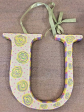 Initial Letter "U" painted wood home decor