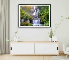 Thi Lo Su Waterfall Print,Thailand Wall Art,Forest Framed Trees Wall Art,Natural