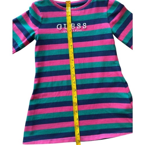 VTG Guess Kids Striped Dress Casual Embroidered Logo Pink Green Blue Size 4 Y2K - Picture 7 of 10