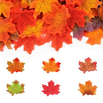 Arbootjin Fake Fall Leaves 100 Pcs Artificial 3.15 x inches, Muticolor