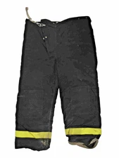 52x30 FY Repel Black Firefighter Turnout Pants with Yellow Reflective Tape P1487