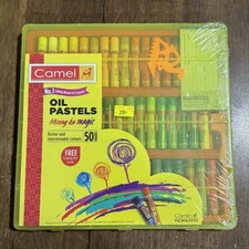 Camel Oil Pastels w/Reusable Plastic Box - 50 Shades New & Sealed!