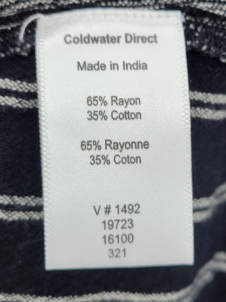 Coldwater Creek Top 女式 PL 混合黑色条纹 Lagenlook Artsy 长袖 — 第 4/4 张图片