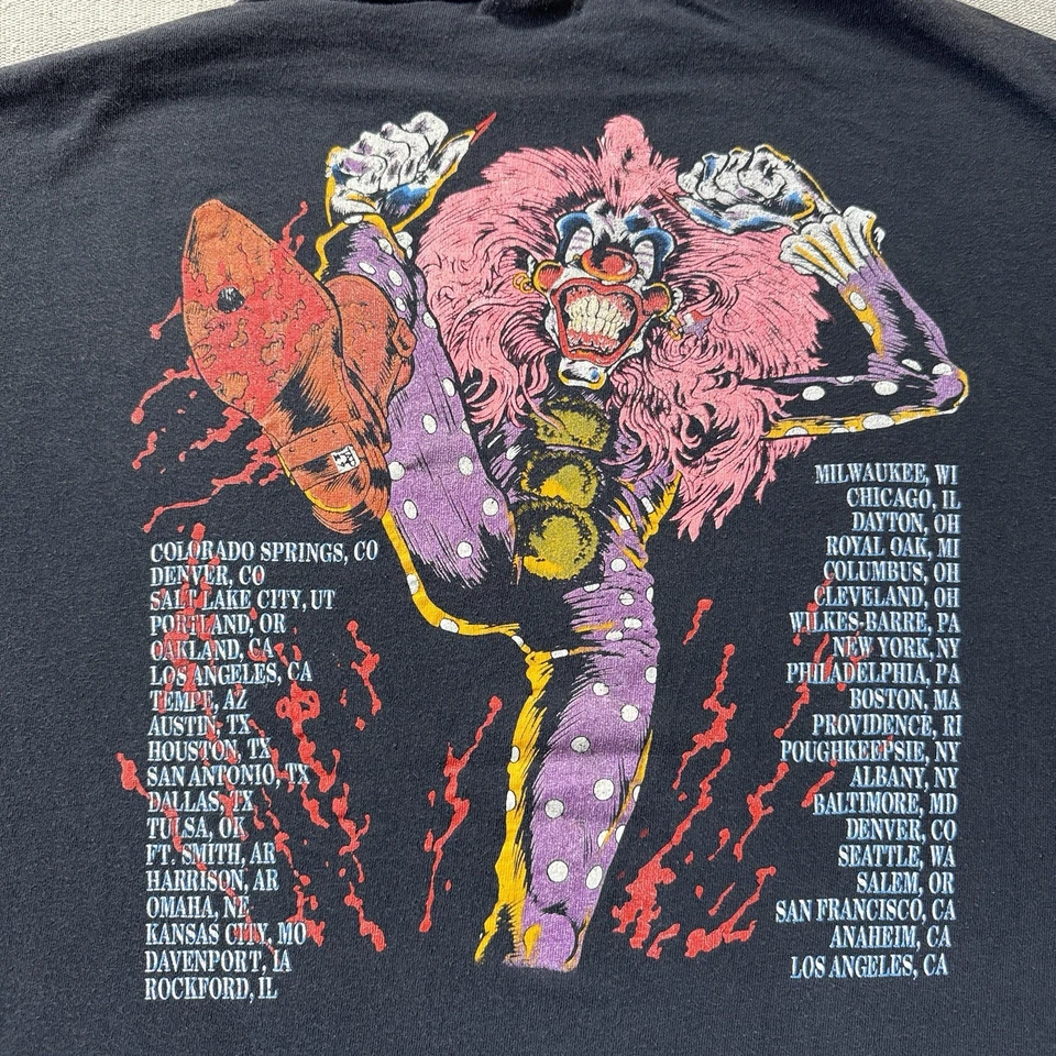 Camiseta VERDADERA Vintage DANGEROUS TOYS XL 1989 TOUR Rock Clown NEGRA Hanes Suave Foto 3 de 4