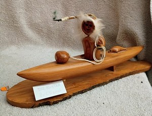 エスキモーアート イヌイット カヤック アラスカ Inuit Carved Two