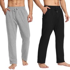 Men's Fleece Sweatpants Casual Joggers Winter Warm Gym Running Pants Trousers