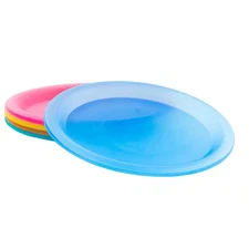 10 In. Colorful Plastic Reusable Dinner Plates (Set of 6)