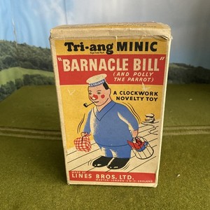 Boxed Triang Minic Barnacle Bill & Polly Parrot Clockwork Novelty Toy 1950s
