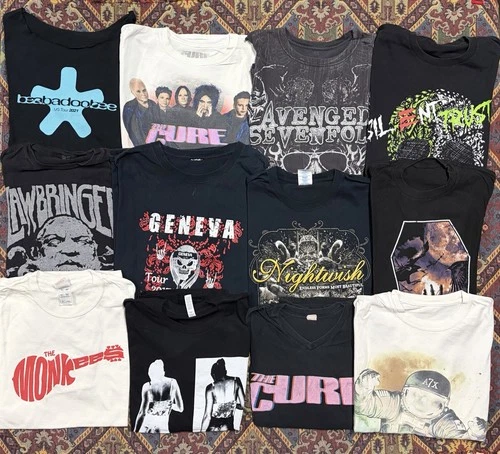 Y2K 90s Band Music T-Shirt Lot of 132 Mixed Sizes Ro 1990s vintage concert t-shirt, vintage, single stitch, B+ condition