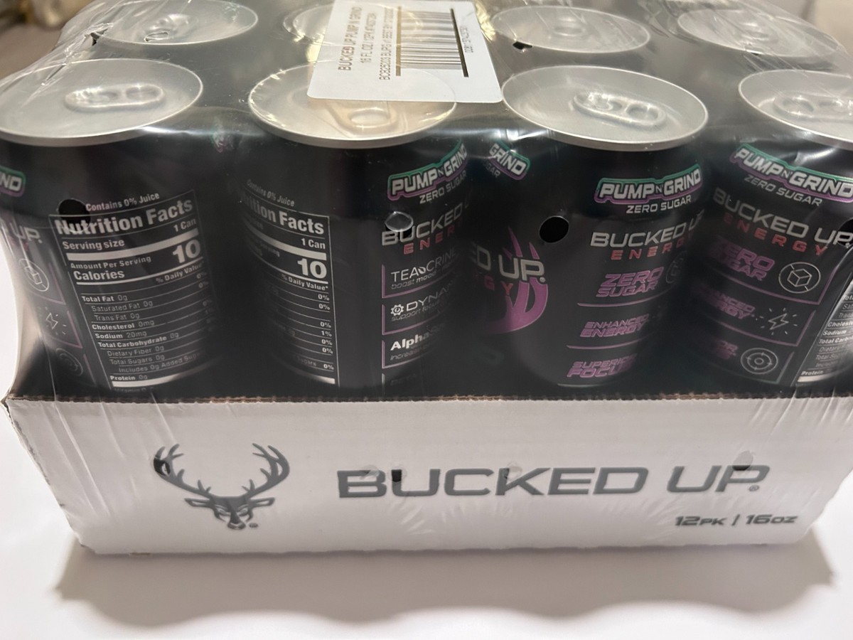 Bucked Up Energy Drink Pump N Grind 12 Pack 16oz 300mg Caffeine